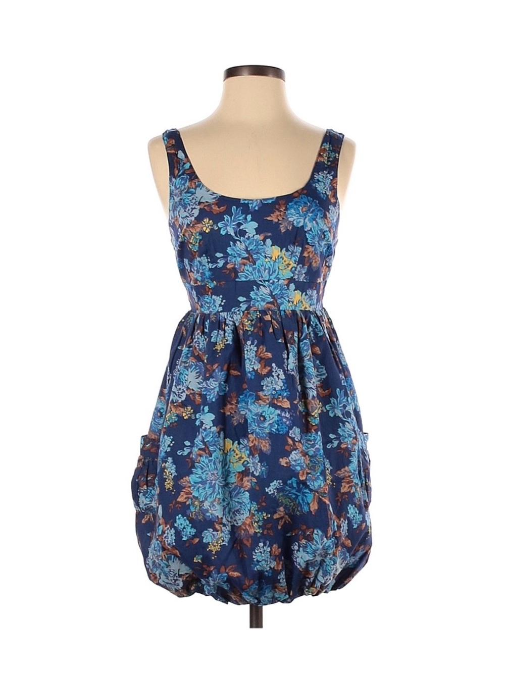 CHARLOTTE RUSSE Blue Floral Casual Cotton Babydoll Dress
